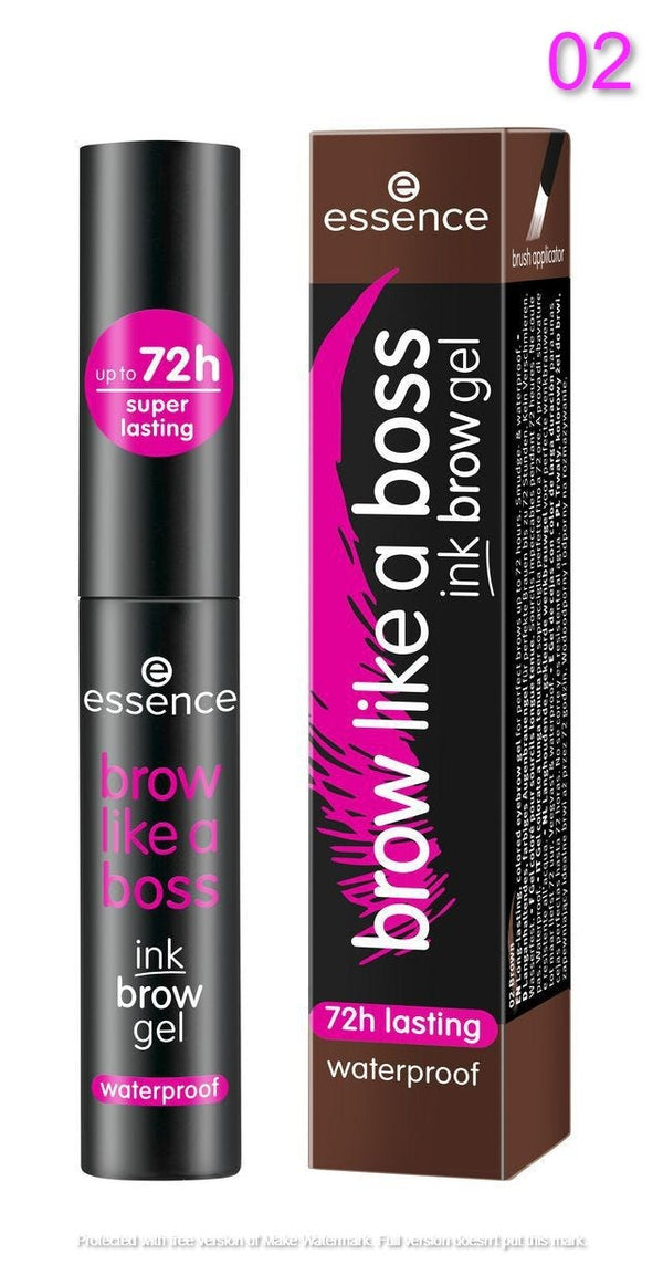 Essence Brow Like a Boss Ink Brow Gel, Tinted Long-Wear Gel, Brown 02