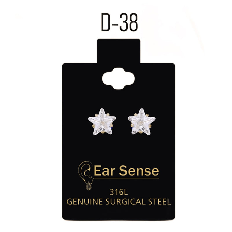 Ear Sense Surgical Earrings Star Design 316L Steel 5 mm D38