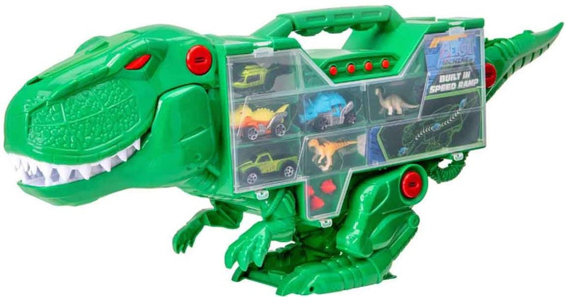 Teamsterz Beast Machines T-Rex Transporter Playset with Figures, Cars, Lights and Sound, 6 Pieces