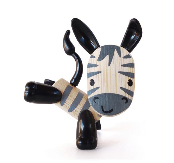 Hape Mini-Mals Zebra Bamboo Animal Toy for Ages 3+