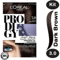 L'Oreal Paris Prodigy Permanent Hair Color Cream, Ammonia-Free Micro-Oil, Dark Brown 3.0