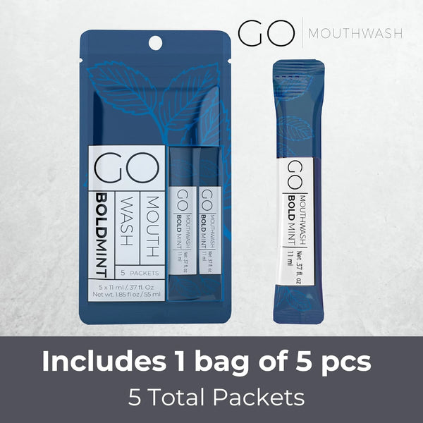 GO Mouthwash Bold Mint Single-Serve Packets 5 Count