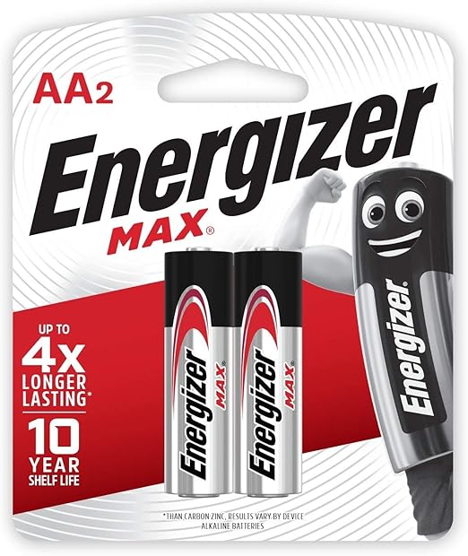 Energizer MAX AA Alkaline Batteries 2 Pack Long-Lasting Power