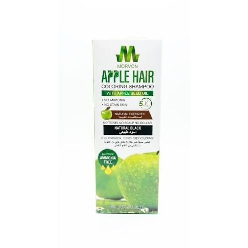 Hair Color Shampoo Green Apple Scent Natural Black 400 ml