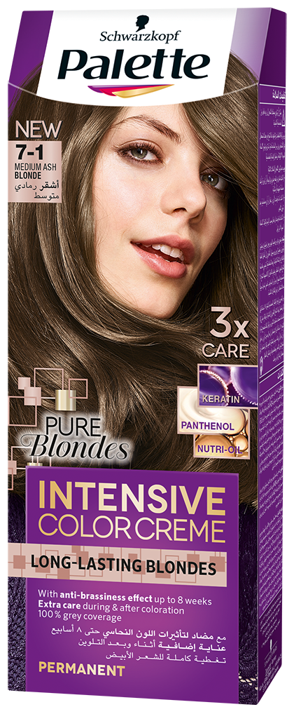 Palette Intensive Color Creme Permanent Hair Colour Medium Ash Blonde 7-1