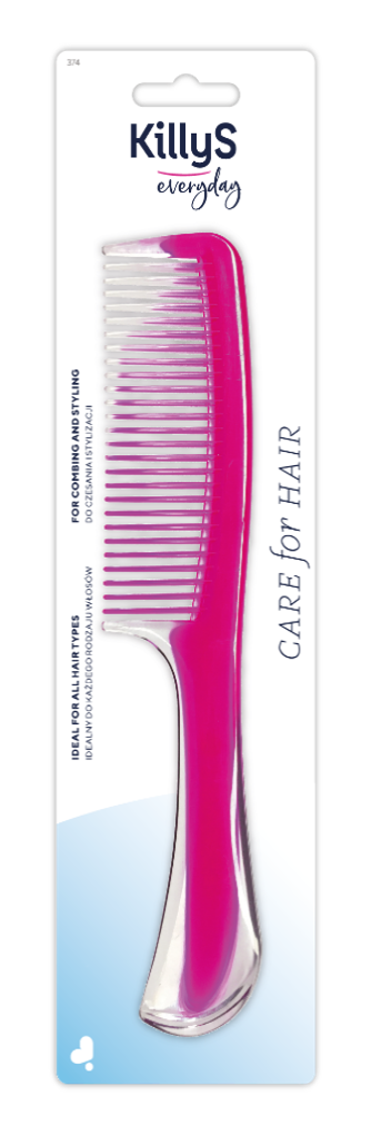 KillyS Detangling Comb Transparent and Pink With Handle