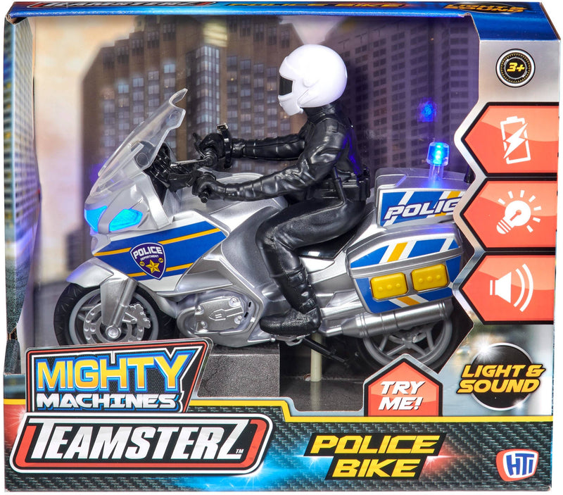 Teamsterz Light & Sound Police Motorbike, Blue, Medium