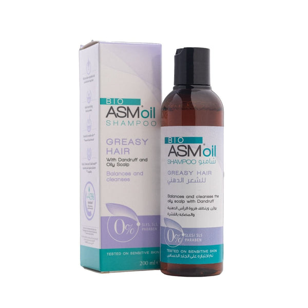Bio ASM Oil Shampoo for Greasy Hair, Sulfate-Free with Linseed and Wheat Seed Oils, 200 ml
