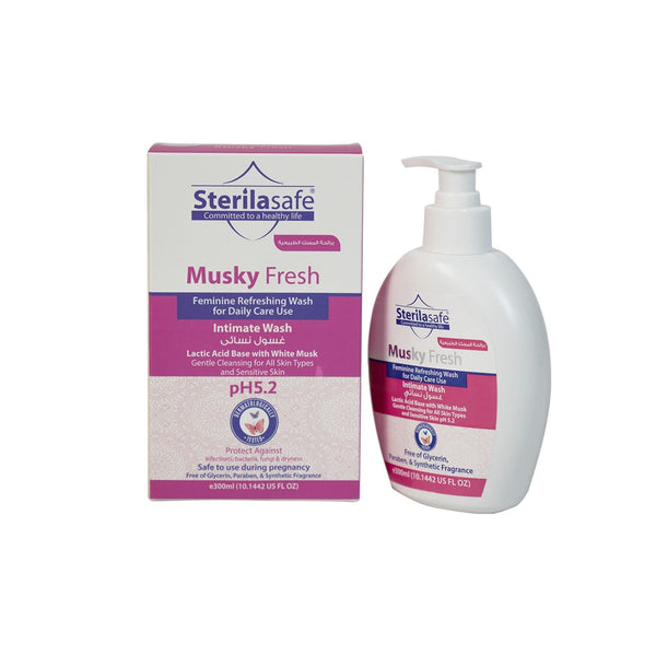 Sterilasafe Musky Fresh Intimate Wash pH Balanced Lactic Acid White Musk 300 ml