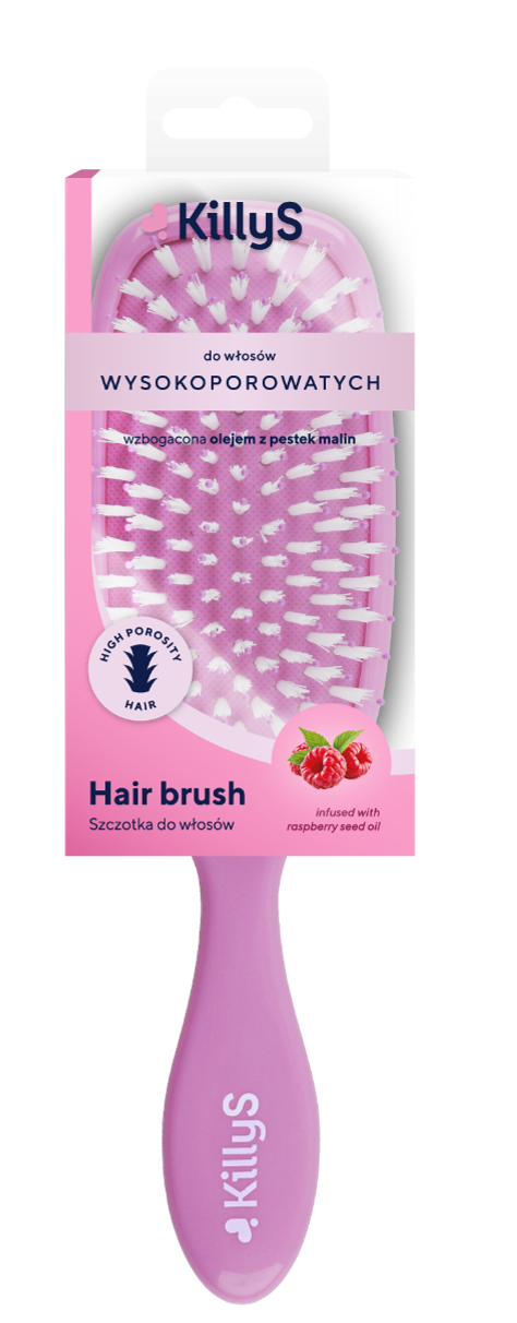 KillyS Hairbrush for Low Porosity Hair, Oil-Enriched Nylon Pins and Bristles, Pink