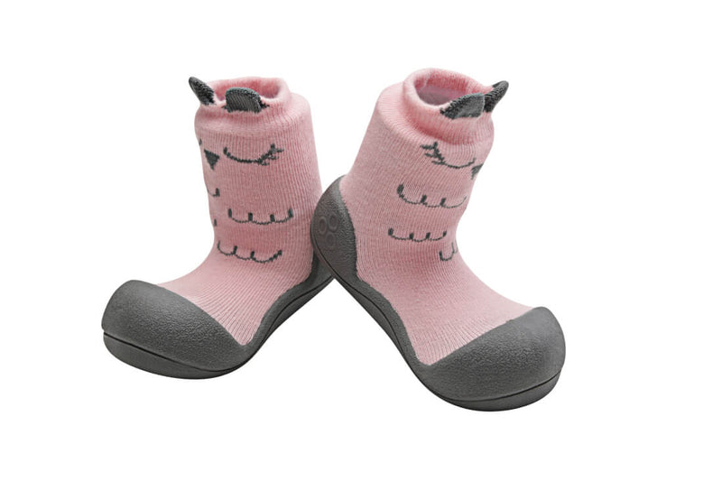 Attipas Cutie Owl Shoe Socks Flexible Non-Slip Baby Footwear Pink M