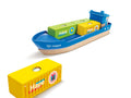 Hape Sea & Rail Cargo Transport Set Wooden Train and Ship Toy, 3+ Years