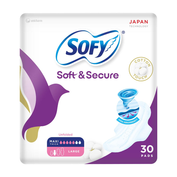 Sofy Slim Large Sanitary Pads with Wings, 29 cm, 30 Pack