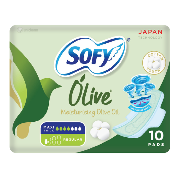 Sofy Slim Regular Wings Sanitary Pads with Olive Oil Moisturiser 23 cm, 10 Pads