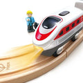 Hape Intercity Battery-Powered Train Set with Working Headlights, Passenger and Reversible Magnet, Ages 3+
