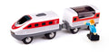 Hape Intercity Battery-Powered Train Set with Working Headlights, Passenger and Reversible Magnet, Ages 3+