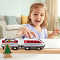 Hape Intercity Battery-Powered Train Set with Working Headlights, Passenger and Reversible Magnet, Ages 3+