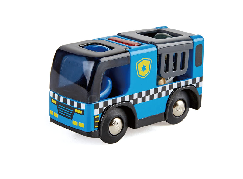 Hape Police Car With Siren, Lights, Mobile Jail Cell and Figures