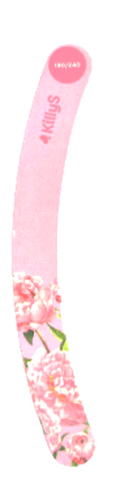 Killys Nail File 180/240 Grit Curved Floralove Pink