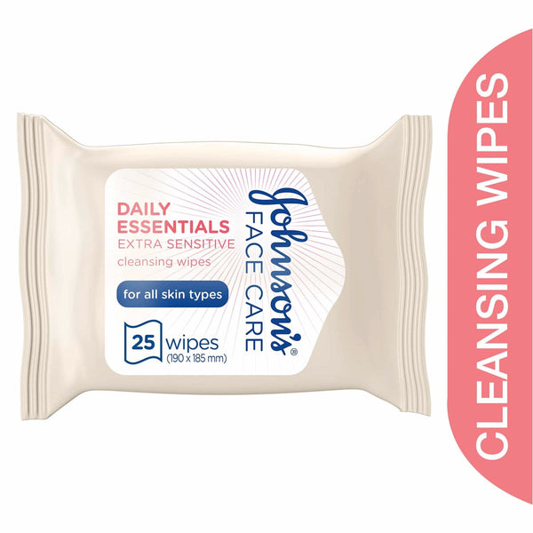 Johnson & Johnson Daily Essentials Fragrance-Free Cleansing Wipes, Alcohol-Free, 25 Wipes
