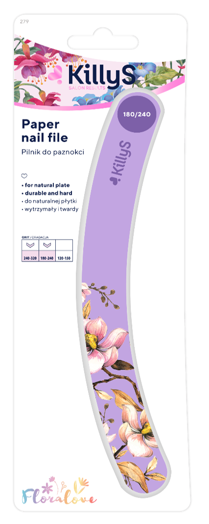 KillyS Nail File 180/240 Grit Curved Floralove Violet