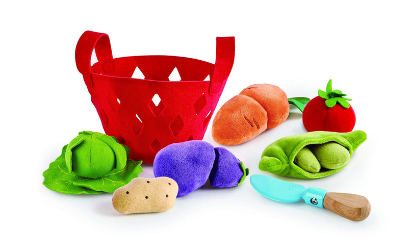 Hape Toddler Vegetable Basket Pretend Play Food Set, Six Vegetable Pieces, 18 Months+