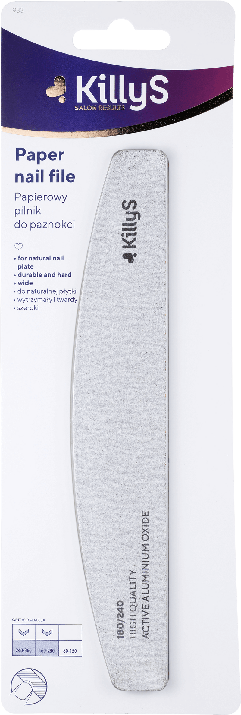 KillyS Professional Nail File for Acrylic and Natural Nails, 180/240 Grit