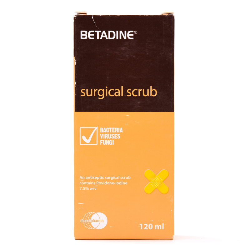 Betadine Scrub Antiseptic Solution 7.5% for Skin Disinfection, 120ml