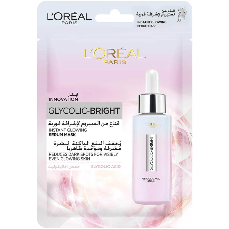 L'Oreal Paris Glycolic Bright Tissue Mask Serum Glycolic Acid Brightening 30 g