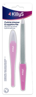 KillyS Cuticle Trimmer and Sapphire Nail File Set, 180 Grit, Mixed Color