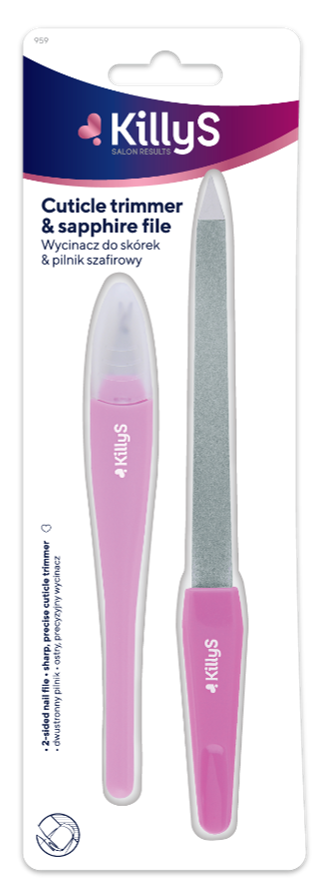 KillyS Cuticle Trimmer and Sapphire Nail File Set, 180 Grit, Mixed Color