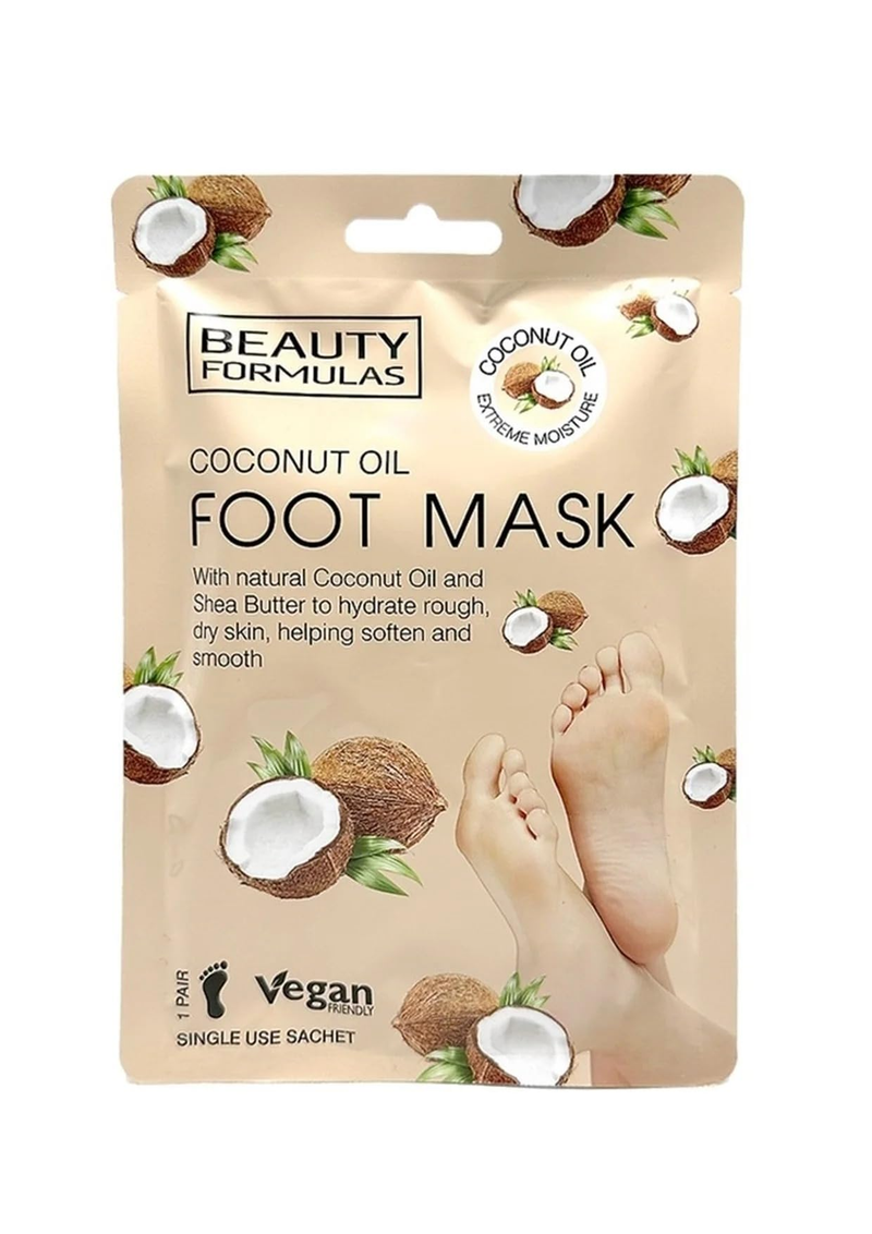 BEAUTY FORMULAS Coconut Oil Foot Mask for Dry Feet, 1 Pair