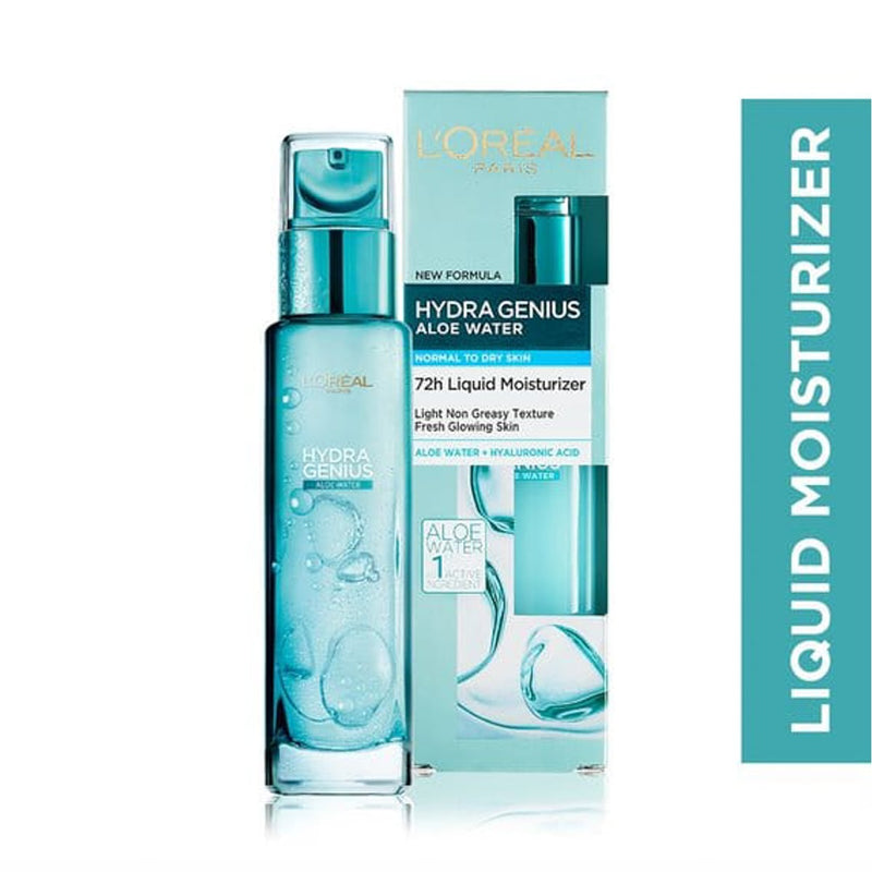 L'Oreal Paris Hydra Genius Liquid Moisturizer Aloe Water Hyaluronic Acid 72H Normal to Dry Skin 70ml