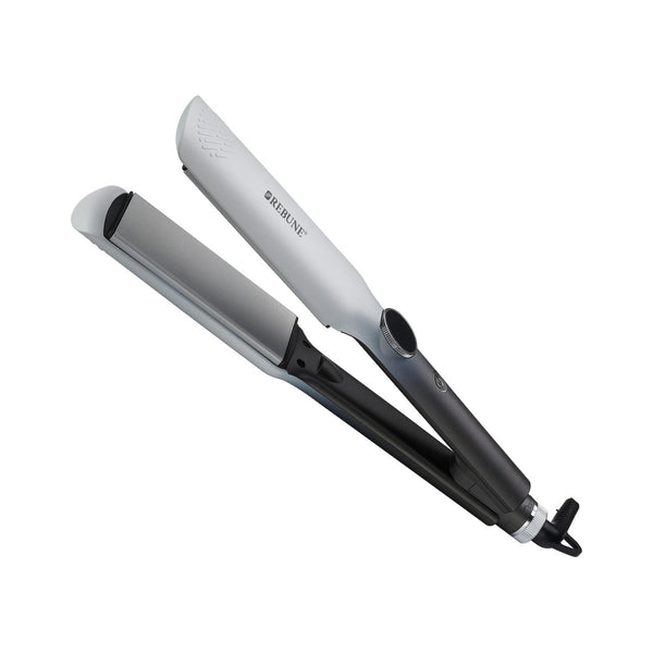 Rebune RE-2219 Digital LCD Hair Straightener, Ceramic Plates, 14 Heat Settings, Silver to Dark Gray
