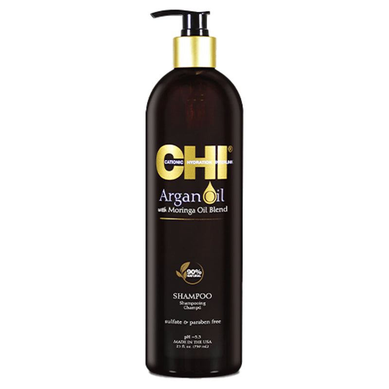 CHI Argan Oil Shampoo Sulfate-Free Moisturizing Argan Moringa Oil Vitamin E 355 ml