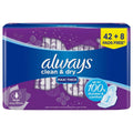 Always Maxi Thick Large Sanitary Pads with Wings, Aloe Vera, 50 Pieces