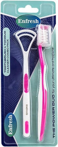 Enfresh Tongue Cleaner with Toothbrush Soft Bristles, 2 Pieces