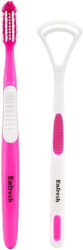 Enfresh Tongue Cleaner with Toothbrush Soft Bristles, 2 Pieces
