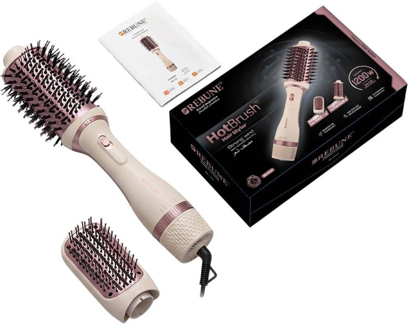 Rebune Air Hair Styler RE-2131 1200W Ionic Ceramic 2 Brush Attachments Black