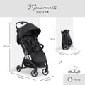 Hauck Swift X Travel Stroller, Lie-Flat Seat, 5-Point Harness, Black