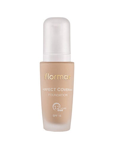 Flormar Perfect Coverage Foundation Liquid Natural Finish SPF 15 Light Ivory 100