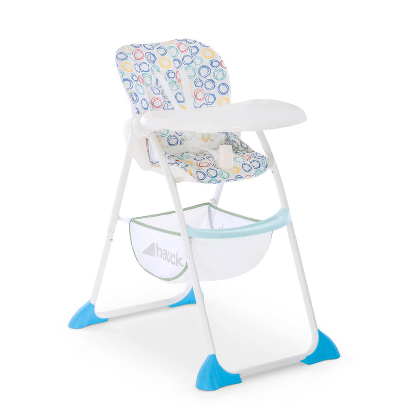Hauck Sit N Fold High Chair Adjustable Tray Reclining Backrest Circles Multi