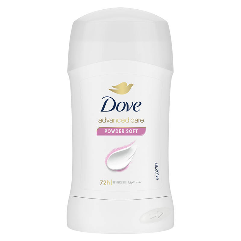 Dove Powder Soft Antiperspirant Deodorant Stick, 72-Hour, 40 g