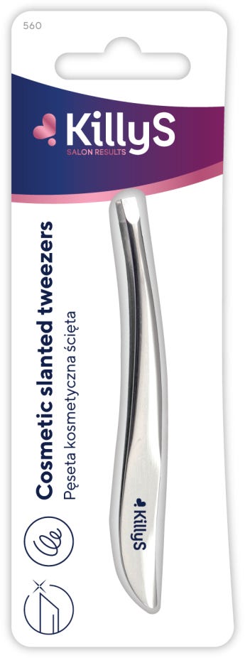 KillyS Tweezers Straight Ends 560 Stainless Steel Precision Brow Tool, 1 Pc