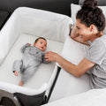 Hauck Face To Me Baby Bed Bedside Cot Grey Height Adjustable Foldable