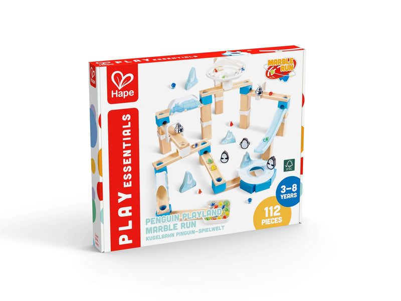 Hape Penguin Playland Marble Run Building Set, 112 Pieces, Ocean Blue and Ice White