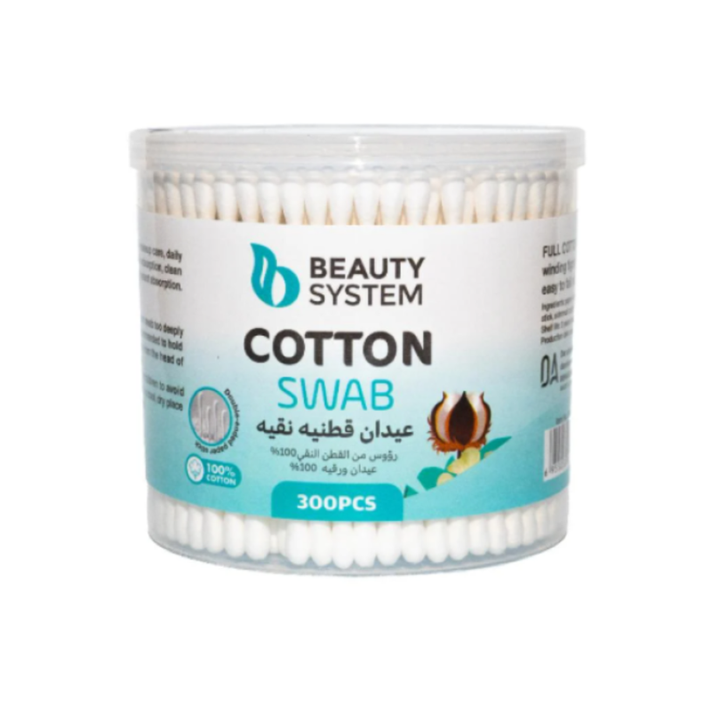 Beauty System Pure Cotton Wooden Sticks Soft Cotton 300 Pieces