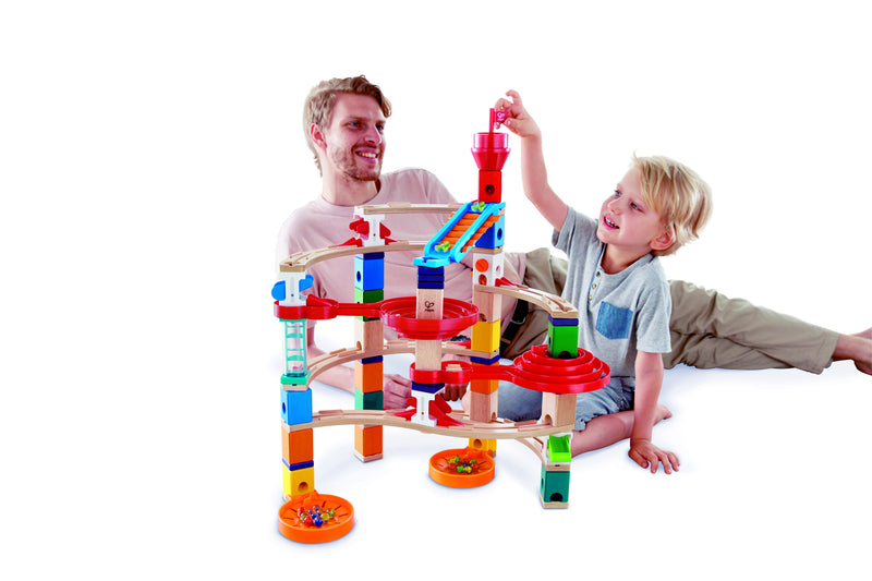 Hape Quadrilla Super Spiral Marble Run Set, 129 Pieces, Xylophone Rail and Spiral Twists