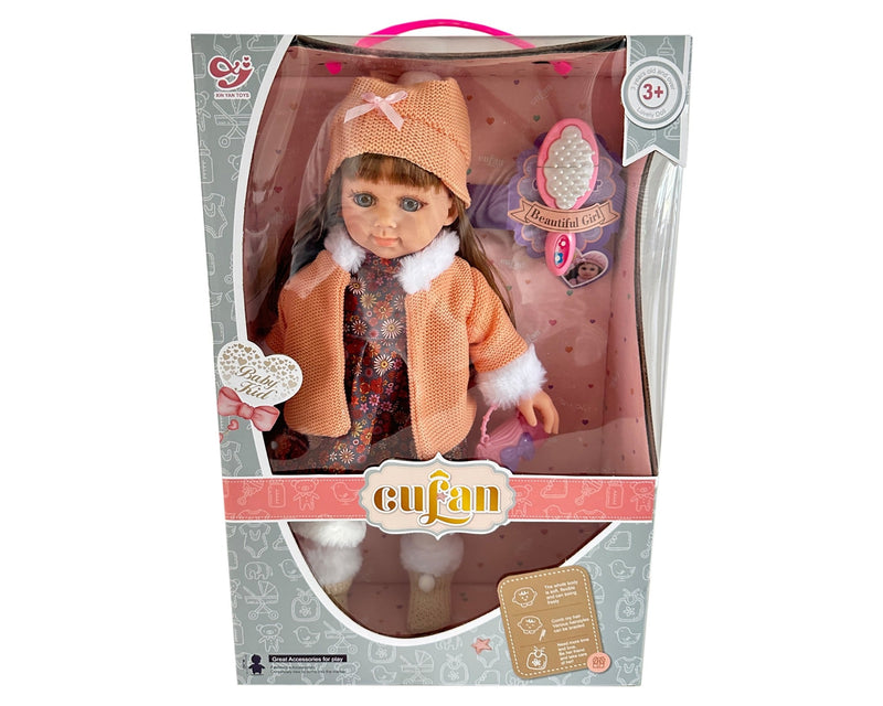 Xin Yan 15 Soft Beautiful Girl Winter Doll, Pink Cardigan, Ages 3+
