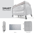 Hauck Sleep'N Play Center Travel Cot Playpen Newborn Level Changing Table Teddy Grey